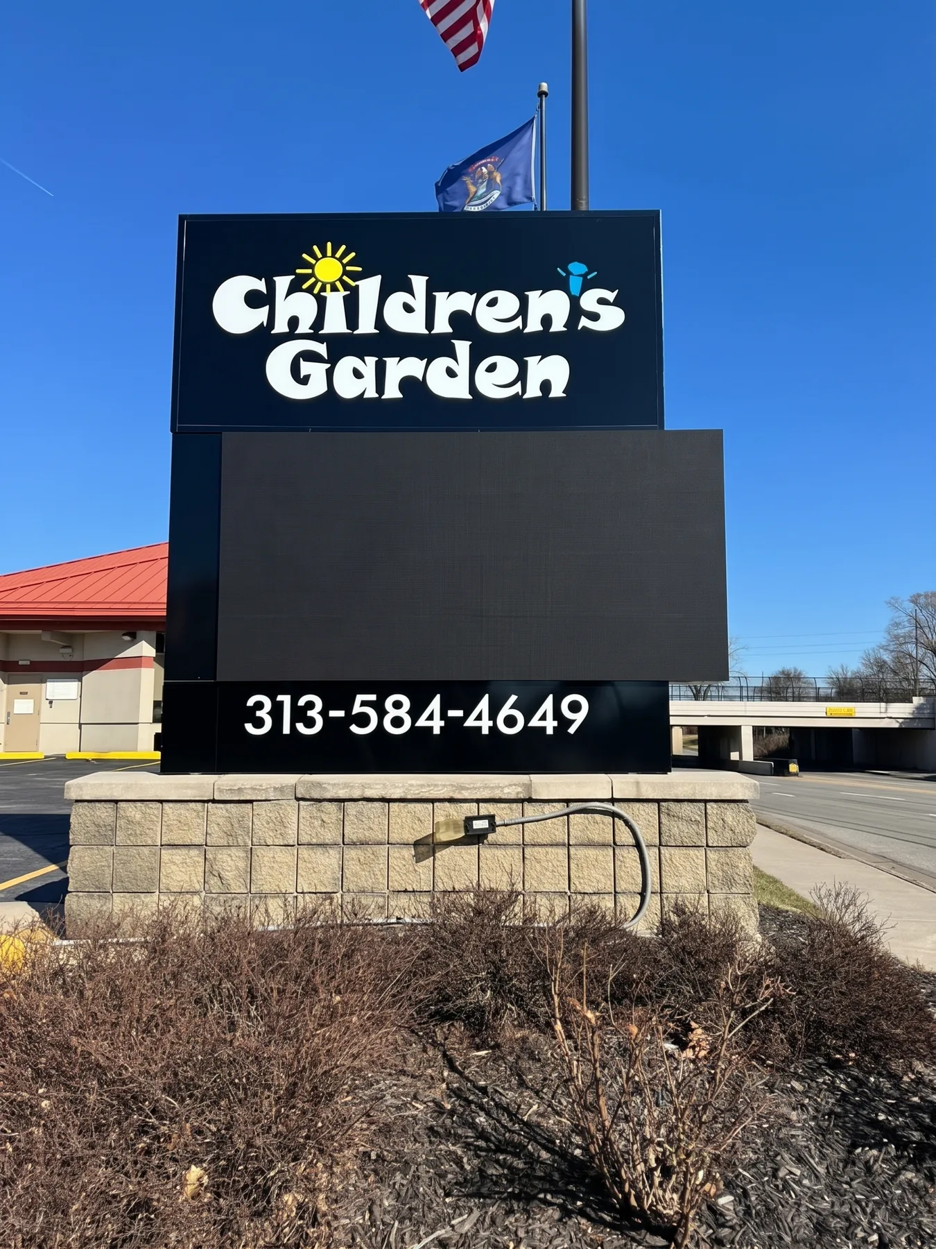 Children's Garden outdoor LED monument sign in Dearborn, Michigan