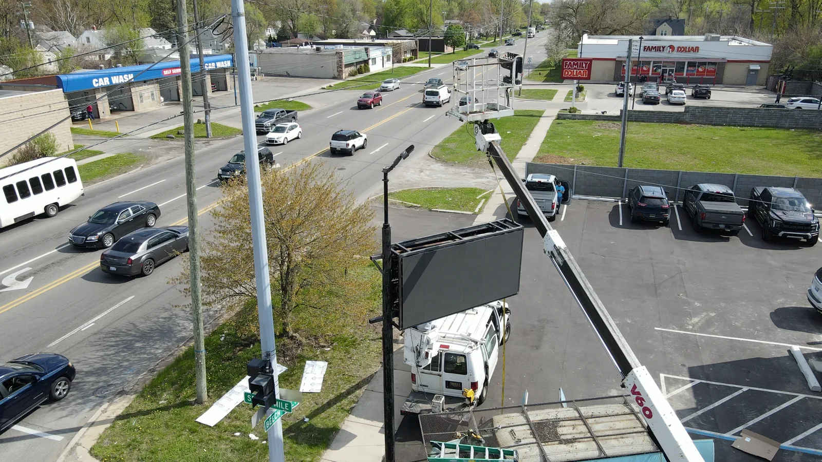 Zazen commercial outdoor LED pole sign installation in Redford Township