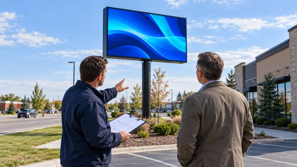 Illustration of an outdoor LED display site consultation
