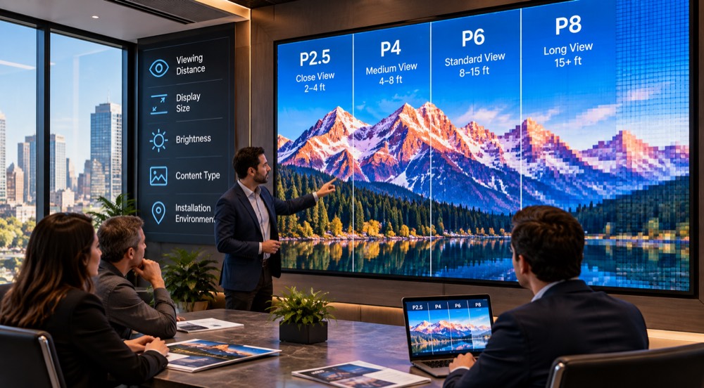 LED pixel pitch comparison for different viewing distances