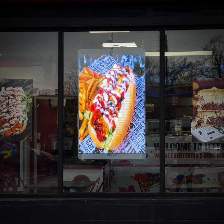 Transparent digital signage window poster display