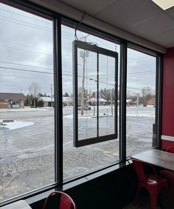 See-through transparent LED window poster interior view