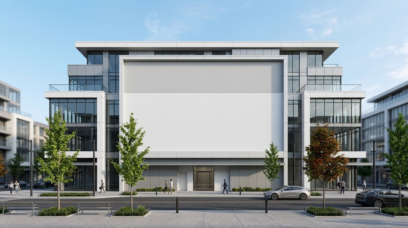 Commercial brick facade outdoor LED display mounting environment Michigan